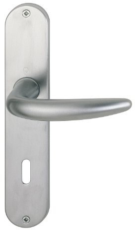 HOPPE Poignée de porte (plaque longue) Atlanta, laiton chromé mat pour l'intérieur, poignée de porte, perforation ovale