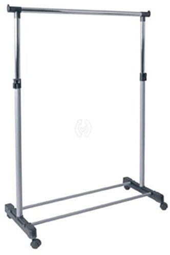 Haku Rollgarderobe Garderobe aus Alufarbenem Stahlrohr mit 1 chromen Kleiderstange und grauen Kunstst, 44731