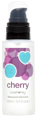 Lovehoney Cherry Flavoured Water-Based Lubricant for Men & Women, 100ml | Fruity Cherry Taste, Vegetarian & Condom Friendly, Smooth Glide Lube, Personal Lubricant Gel