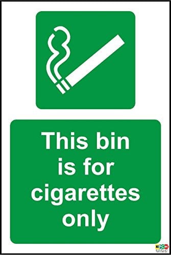 This bin is for Cigarettes only Sign - Self Adhesive Sticker 300mm x 200mm