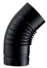 Coude emaille plisse 45 degres noir mat 150