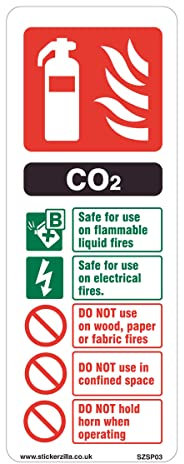 CO2, cartello identificativo per estintore, 75 mm x 200 mm