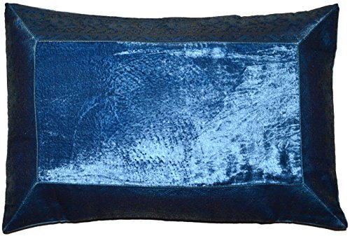 Deko-Kissenbezüge Kissenhülle Samt Brokat Asiatisch Indisch Orientalisch Bezug Kissen 60x40 cm (Blau)