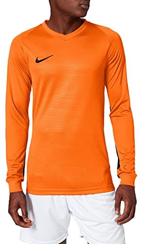 NIKE Men's Nike Dry Tiempo Premier Football Jersey Long Sleeved T shirt, Safety Orange/Safety Orange/Black/(Black), L
