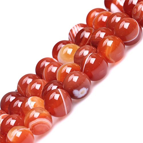 6mm Natural Red Banded Agate Beads Round Semi Precious Gemstone Loose Beads for Jewelry Making (63-66pcs/strand)