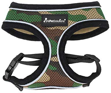 AllPetSolutions No-Pull Dog Harness – Soft Padded Camo Vest with Reflective Trim & Breathable Air-Mesh, Adjustable Fit (Medium)