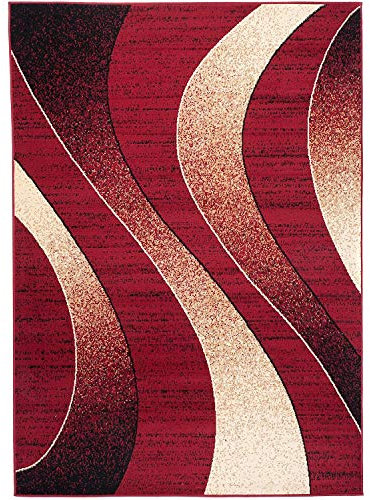 Carpeto Rugs Modern Designer Teppich - Kurzflor - Weich Teppich für Wohnzimmer, Schlafzimmer, Esszimmer - ÖKO-TEX Wohnzimmerteppich - Teppiche - rot - 250 x 350 cm