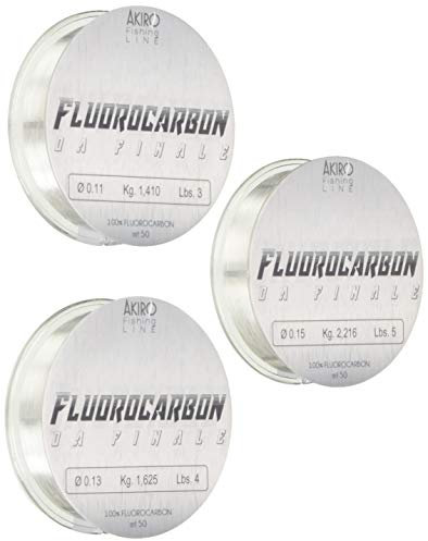 Akiro 100% Fluorocarbon, Filo da Pesca Unisex – Adulto, Trasparente, 0.17-0.19-0.2 mm