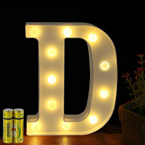 HONPHIER® Buchstaben Lichter Alphabet Lampe LED Brief Beleuchtung Buchstabe Licht Beleuchtete Buchstaben Nachtlichter Dekoration für Geburtstag Party Hochzeit Kinderzimmer (D)