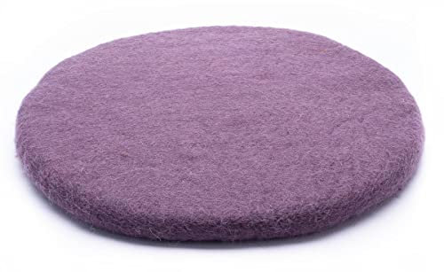 feelz Filzkissen Sitzkissen rund Filz Verschiedene pink-, lila-, beerentöne 100% Wolle 35 cm Höhe 2-3 cm Handarbeit (Aubergine)