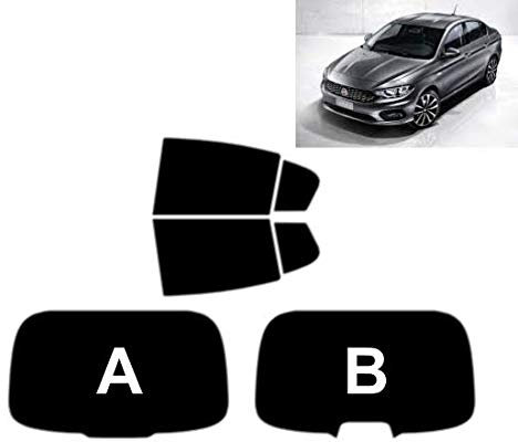 Pellicola Oscurante Vetri Auto Pre-Tagliata per-Fiat Tipo 4-Porte Berlina 2016-... Vetri Posteriori & Lunotto (50% Fumo Chiaro, A)