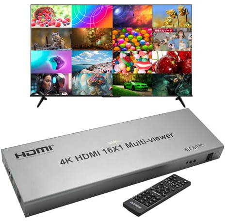 XOLORspace QV1601 4K 60hz HDMI 16x1 Multiviewer 16 Eingänge 1 Ausgang Nahtloses Umschalten mit 12 Modi der Videosegmentierung