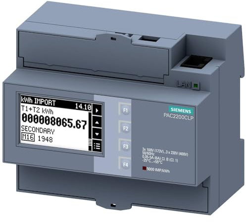 Siemens SENTRON PAC2200 Energiemessgerät LCD 96.9 mm x 107.8 mm, 12-stellig / 3-phasig Impulsausgang