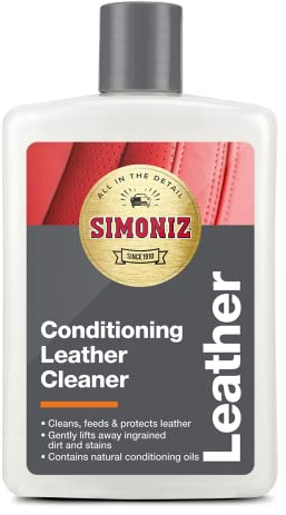Simoniz Leather Cleaner Conditioner, Cleans Nourishes and Protects Leather Car Seats, Sofas, Shoes & Bags, White, 475ml