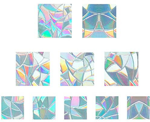 GORGECRAFT 10Pcs Rainbow Window Clings 3D Dekorative Fensterfolie Quadratische Form Antikollisionsfensteraufkleber Türfenster Static Cling Für Küche Esszimmer Schlafzimmer