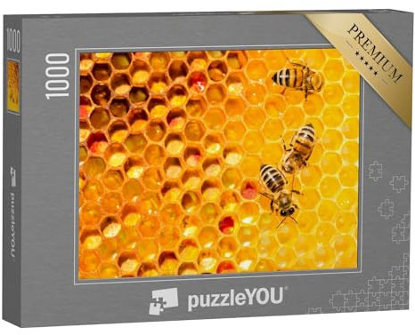 puzzleYOU: Puzzle 1000 Teile „Nahaufnahme von Bienen auf Einer Wabe“ – aus der Puzzle-Kollektion Bienen