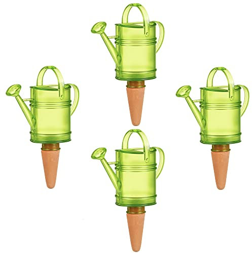Scheurich Wasserspender Nelly | 4X Grün | 110 ml Füllmenge | Bewässerungskugel klein mit Ton Fuß | Wasserspender Pflanzen und Blumen Terrakotta Stiel