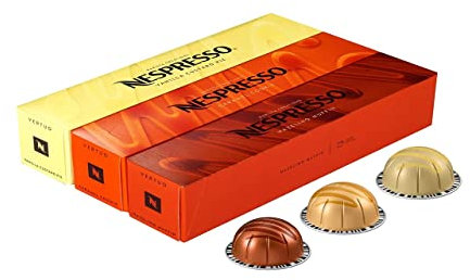 Nespresso Vertuoline Assortiment parfumé Caramel Vanizio et noisette Total de 30 capsules, 230ml