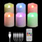 FREEPOWER 6er RGB Aufladbare LED Teelichter Farbwechsel mit Fernbedienung Timer Flackern Elektrische Wiederaufladbare Kerzen mit USB-Kabel, Deko für Weihnachten Halloween Party Familie