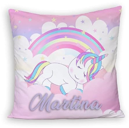 Generico Unicorno Cuscino Personalizzato 2 Idea Regalo Natale Compleanno Unicorni Bambini Bambina festa collezione Decorazioni casa Divano Letto Colorato Stampa Personalizzata con nome bimba