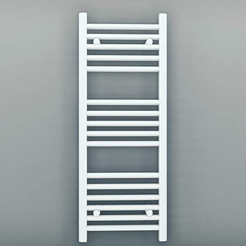 300mm Wide Straight White Heated Bathroom Towel Rail Radiator For Central Heating Designer UK (Ayten 300 * 900mm Flat White)