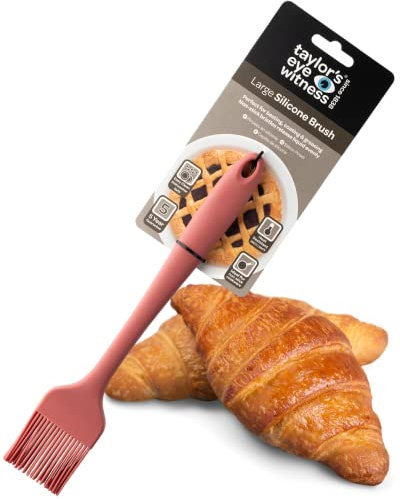 Taylors Eye Witness Brocha grande de silicona de arcilla horneada para untar, revestimiento y engrase glaseado y sellado de pastelería. Cerdas antiadherentes, incluso liberación de líquidos.