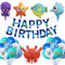 CIOUYAOS Unterwasserwelt Kindergeburtstag Deko, Blau Luftballon Geburtstag Party Geburtstagsdeko 37pcs Ballons Banner Set, Blaue meerestiere Folienballons für Baby 1 Jahr Junge Kinder