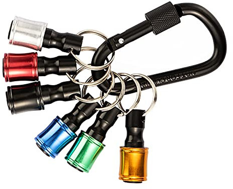 Keychain Bit Holder,1/4 Inch Hex Shank Keychain with Black Carabiner,Portable Drill Bit Holder Keychain,Lightweight Extension Bar for Hex Rod Drill,Screw Adapter for Screwdriver Bits