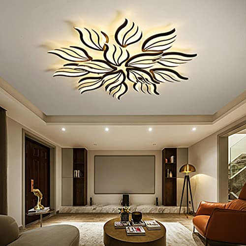 LED Deckenleuchte Dimmbar Wohnzimmerlampe mit Fernbedienung Schlafzimmer Deckenlampe Modern Deckenbeleuchtung Schwarz Kreative Design Schlafzimmerlampe Dimming Farbwechsel Decke Licht 15 heads 145W
