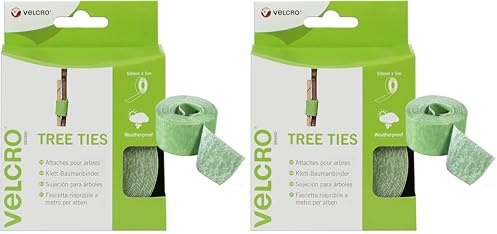 VELCRO Brand VEL-EC60201 Tree Ties, 50mm x 5m - Green (Pack of 2)