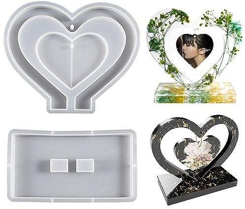 Silicone Molds for Heart Photo Frame With Base - DIY Shape Mould for Silicone Casting (A)
