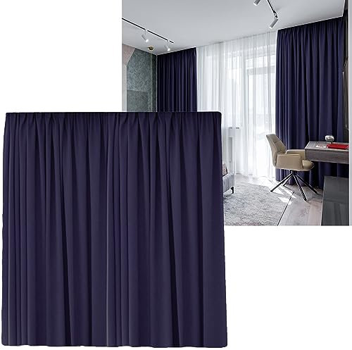 Cleanlevel EST 2016 Vorhänge Vorhang Gardinen mit Kräuselband verdunklungsvorhänge Verdunkelungsvorhang Übergröße Thermovorhang Blickdicht 300cm (B) x 245 (L) Wohnzimmer (Dunkelblau Kräuselband)