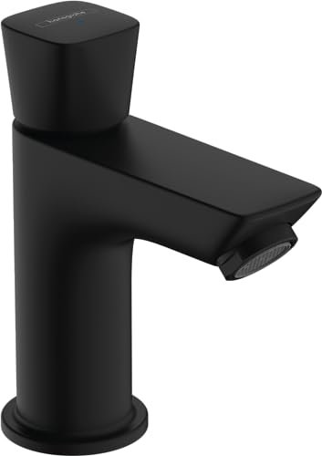 hansgrohe Logis - Waschtischarmatur für Kaltwasser, Wasserhahn Bad mit Auslauf Höhe 80mm, Mischbatterie Waschbecken wassersparend (EcoSmart), Mattschwarz