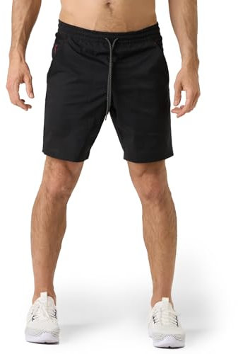 LAPASA Kurze Hosen Herren Sportshorts mit Reißverschluss Taschen, schnelltrocknende Sporthose Runningshorts Traininghose Laufhose M134, Schwarz, L