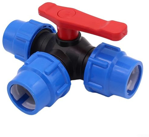Robinet à boisseau sphérique à 3 voies, raccord de tuyau d'arrosage en plastique, vanne en polyéthylène de type T, raccord rapide de tuyau pour jardinage (40 mm)