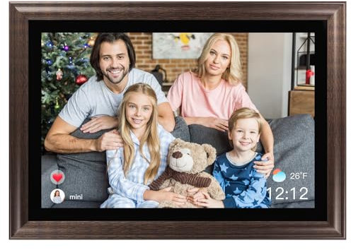 Cadre Photo numérique, WiFi, 13,3 , écran Tactile HD, 1280 x 800, mémoire 8 Go, Rotation Automatique, Montage Mural, Fonction Horloge/Calendrier, télécommande, Marron