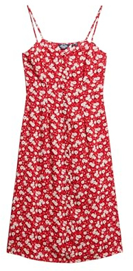 Superdry Damen Bedrucktes Midi-Trägerkleid mit Knopfleiste Rosé Ditsy-Print 44