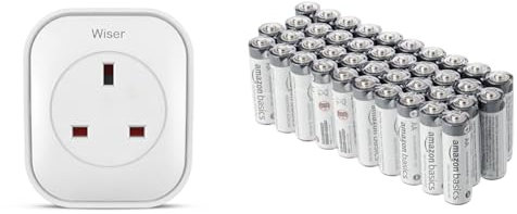 Drayton Wiser Smart Plug & Smart Heating System Range Extender - Works with Amazon Alexa & Amazon Basics AA Alkaline Batteries, Industrial Double A, 5-Year Shelf Life, 40-Pack