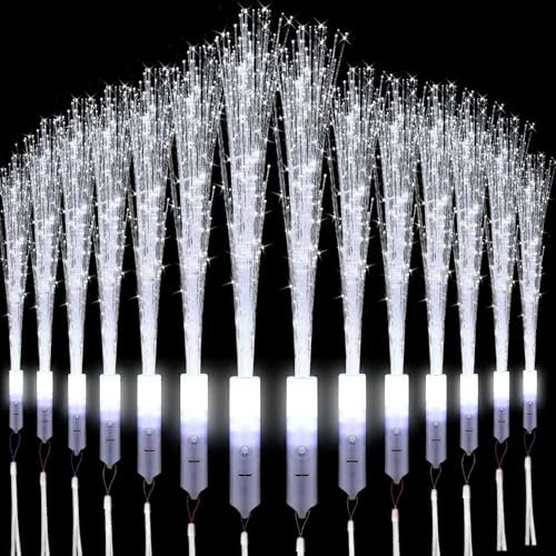 Leuchtwedel Hochzeit,36 Pcs Glasfaser Leuchtstab,LED Leuchtwedel Weiss,Glasfaserlampe,Leuchtstab Leuchten im Dunkeln,Hochzeit Glasfaserlampe für Hochzeit Partys Mitgebsel Kindergeburtstag Konzert