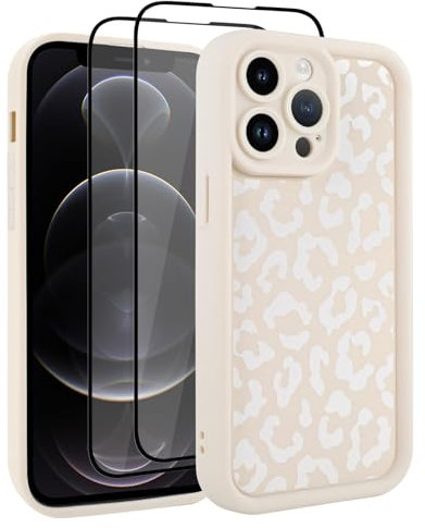 UZEUZA Compatible with iPhone 12 Pro Max Case, Cheetah Print Shockproof Soft TPU Protective Case for Women Girls, Slim Anti Scratch Leopard Case for iPhone 12 Pro Max 6.7 Inch,White