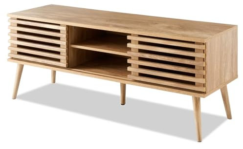 Fizporium Axel TV Unit - Stylish Mango Wood Finish TV Stand, Ample Storage TV Table, Sturdy Construction, Versatile Design, Easy Assembly