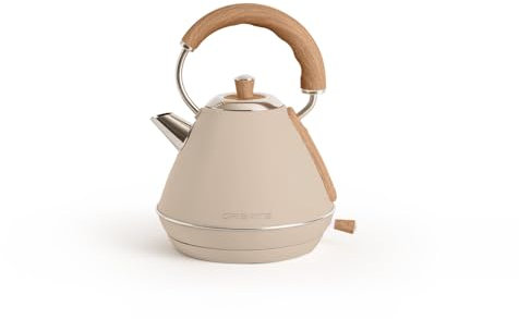 CREATE/KETTLE RETRO M/Elektrischer Wasserkocher Sand/Schnelles Aufkochen, Fassungsvermögen 1L, Abschaltautomatik, Anti-Kalk-Filter, Wasserstandsanzeige, Ø17.2cm, 2200W