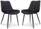 Kosmi - Lot de 2 chaises Noires avec Assise en Tissu rembourré et Pieds en métal Noir