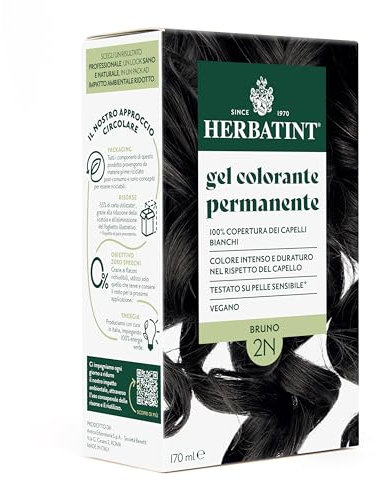 Herbatint Permanente Haarfarbe 2N Braun – 170 ml | Ammoniakfrei, 100% Abdeckung für weißes Haar | für empfindliche Haut, mit 8 natürlichen Bio-Extrakten
