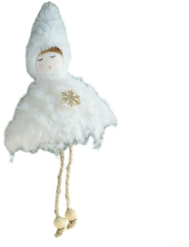 Entzückender Weihnachtsengel Puppen-Anhänger aus weichem Stoff, toller Urlaubsakzent (weiß)