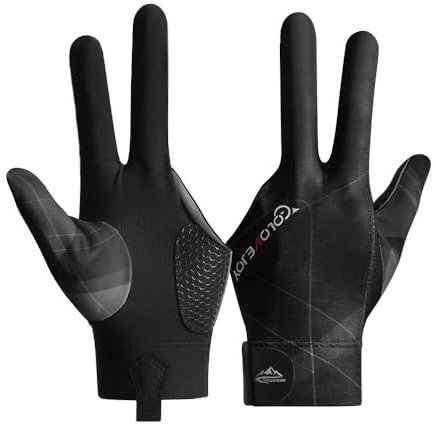 Wnddle Billard Handschuh, Snooker Handschuhe, Billiard Pool Cue Gloves, Verstellbare Poolhandschuhe, rutschfeste Poolhandschuhe, Geeignet für Carom-Spiele, Snooker, Pool-Spiele (Schwarz)