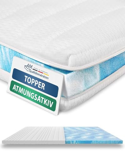 AM Qualitätsmatratzen Premium Topper 90x200cm weich - Made in Germany - Oeko TEX zertifizierter Matratzen Topper H1 - Anpassungsfähige & Weiche Matratzenauflage 90x200 mit wachbarem Bezug