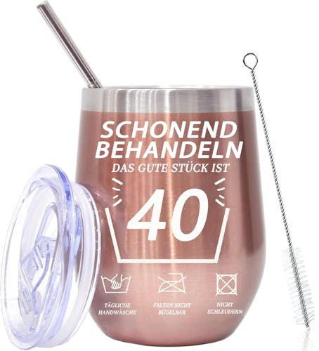 OuMaiFeng Witzige 40 Geburtstag Frauen Geschenk Thermoskanne Geburtstagsgeschenk für 40. Geburtstag Frau, 40. Geschenk für Frauen/Freundin/Ehefrau/Mutter