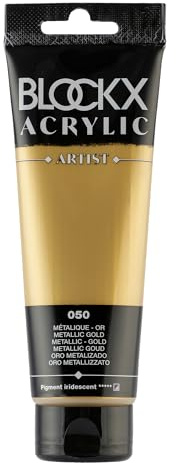 Blockx 60050BXC Acrylic Fine Semi-opaque and Satin - Metallic - Gold Iridescent Pigment - 120ml - Luxury Paint - Creative, Designing Painting Arts and Crafts
