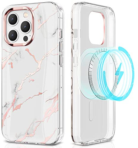 SHEDEER Magnetic Cover - iPhone 13 Pro Case Compatible with MagSafe Wireless Charging, 13 Pro Case Ultra-Slim Shockproof Protection, Glossy Fade-Resistant Pattern Design (Marble)